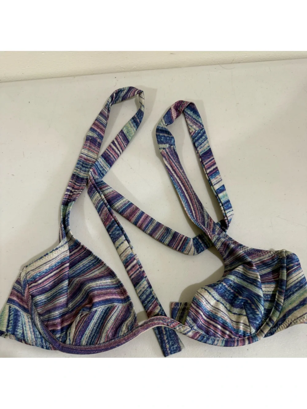 Frankie's Bikinis Multicolor Stripe Underwire Bikini Top - Blue & Purple Accents